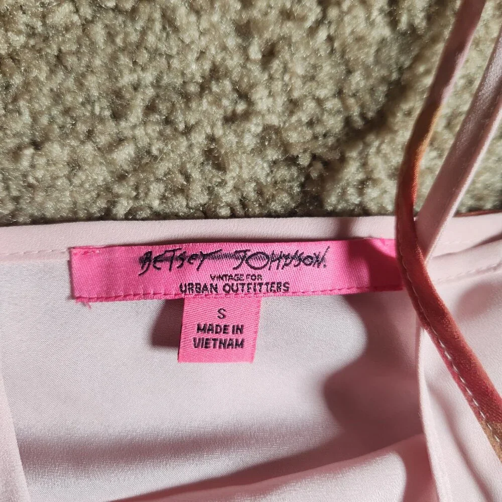 Betsey Johnson Vintage 90s Floral Rose Tori Pink Slip Dress Urban Outfit… - Picture 7 of 16